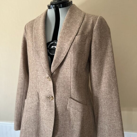 S.B.II by Bitterman 100% Pure Wool Beige Blazer | Vintage 70s Shawl Lapel 13/14 - Picture 2 of 9